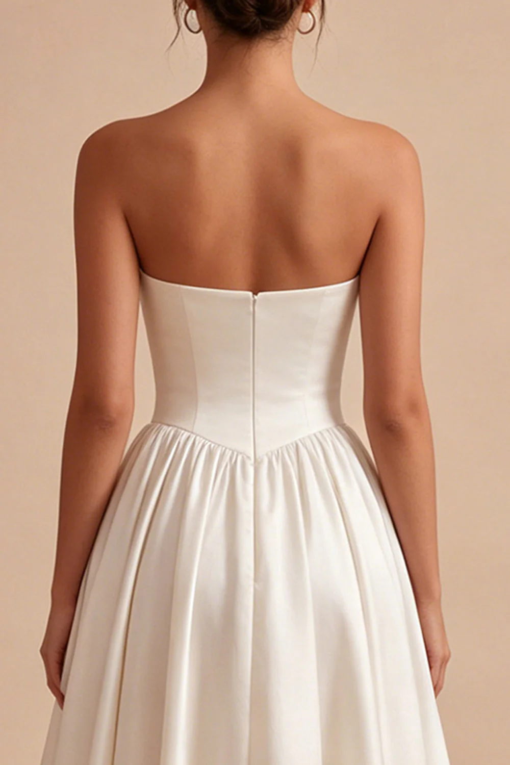 Sukienka biała Sweetheart A Line A Line Satin Midi - Image 4