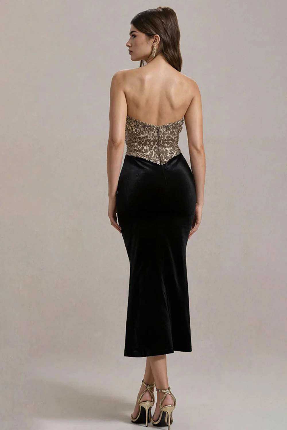 Sukienka Bodycon Bodycon Z Czarnym Krawatem Bez Ramiączek - Image 2