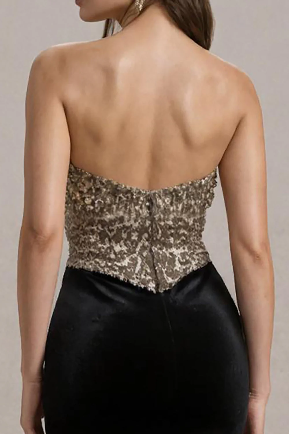 Sukienka Bodycon Bodycon Z Czarnym Krawatem Bez Ramiączek - Image 4