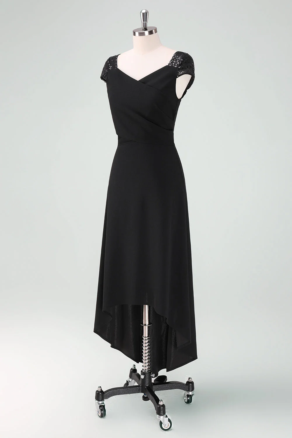 sukienka koktajlowa High-Low z rękawami typu cap - Image 3