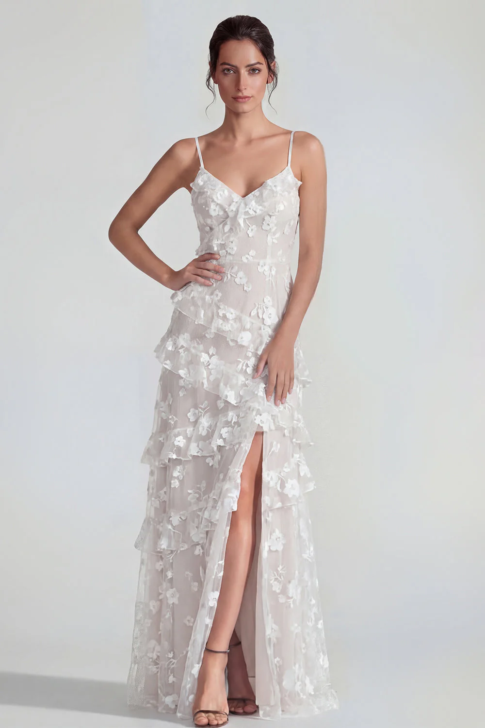 Sukienka maxi z falbanami i falbanami Shearh Lilac Floral Spaghetti - Image 18