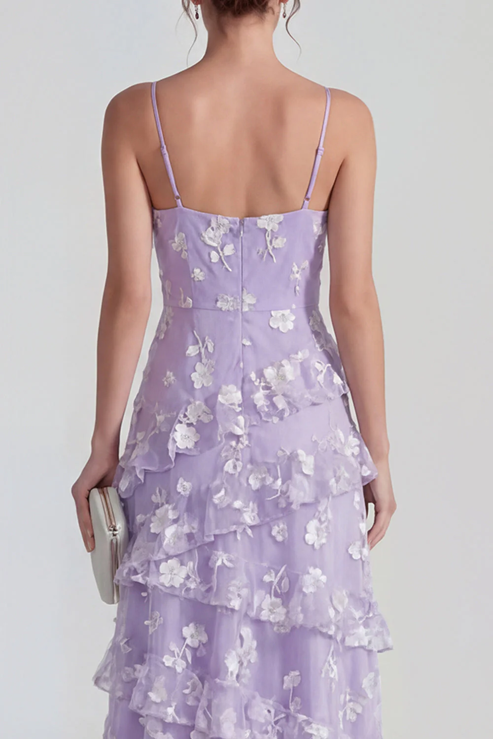 Sukienka maxi z falbanami i falbanami Shearh Lilac Floral Spaghetti - Image 4