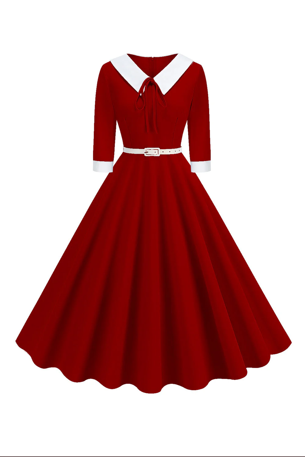 sukienka Midi Midi z krótkim rękawem w kształcie litery A z dekoltem w kształcie litery V 1950 - Image 8