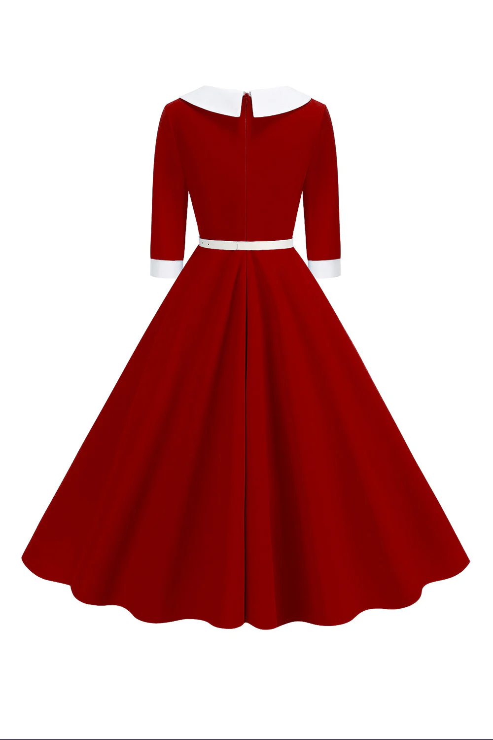 sukienka Midi Midi z krótkim rękawem w kształcie litery A z dekoltem w kształcie litery V 1950 - Image 9