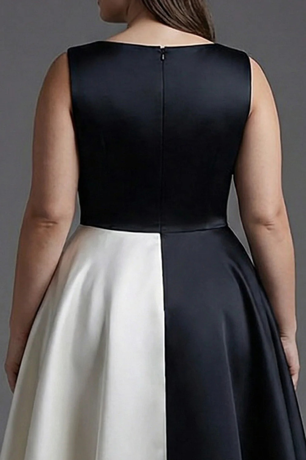Sukienka plus size A Line z dekoltem na łódkę, satynowy krawat - Image 4