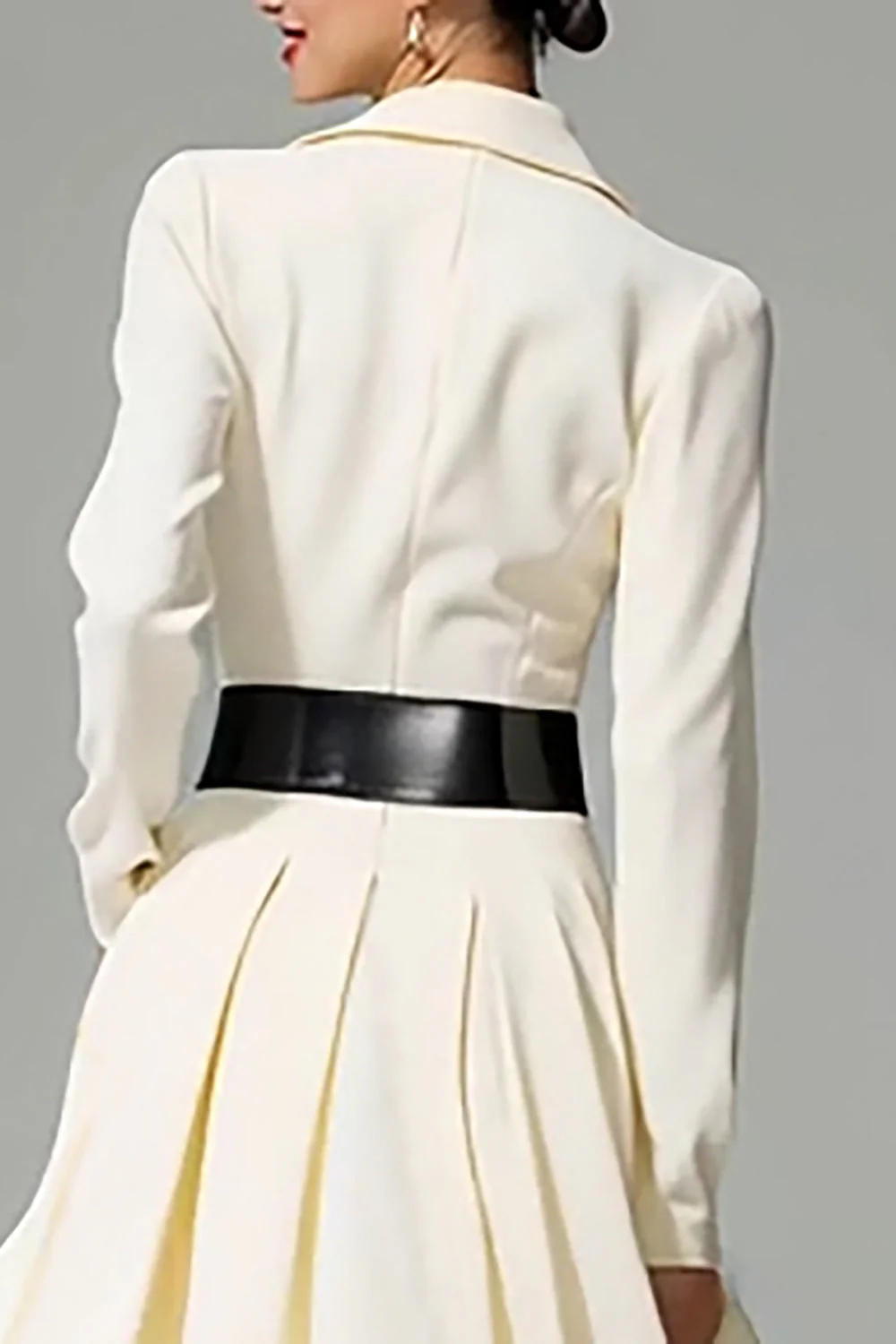Sukienka robocza Ivory Peak Lapel A Line Midi z paskiem - Image 4