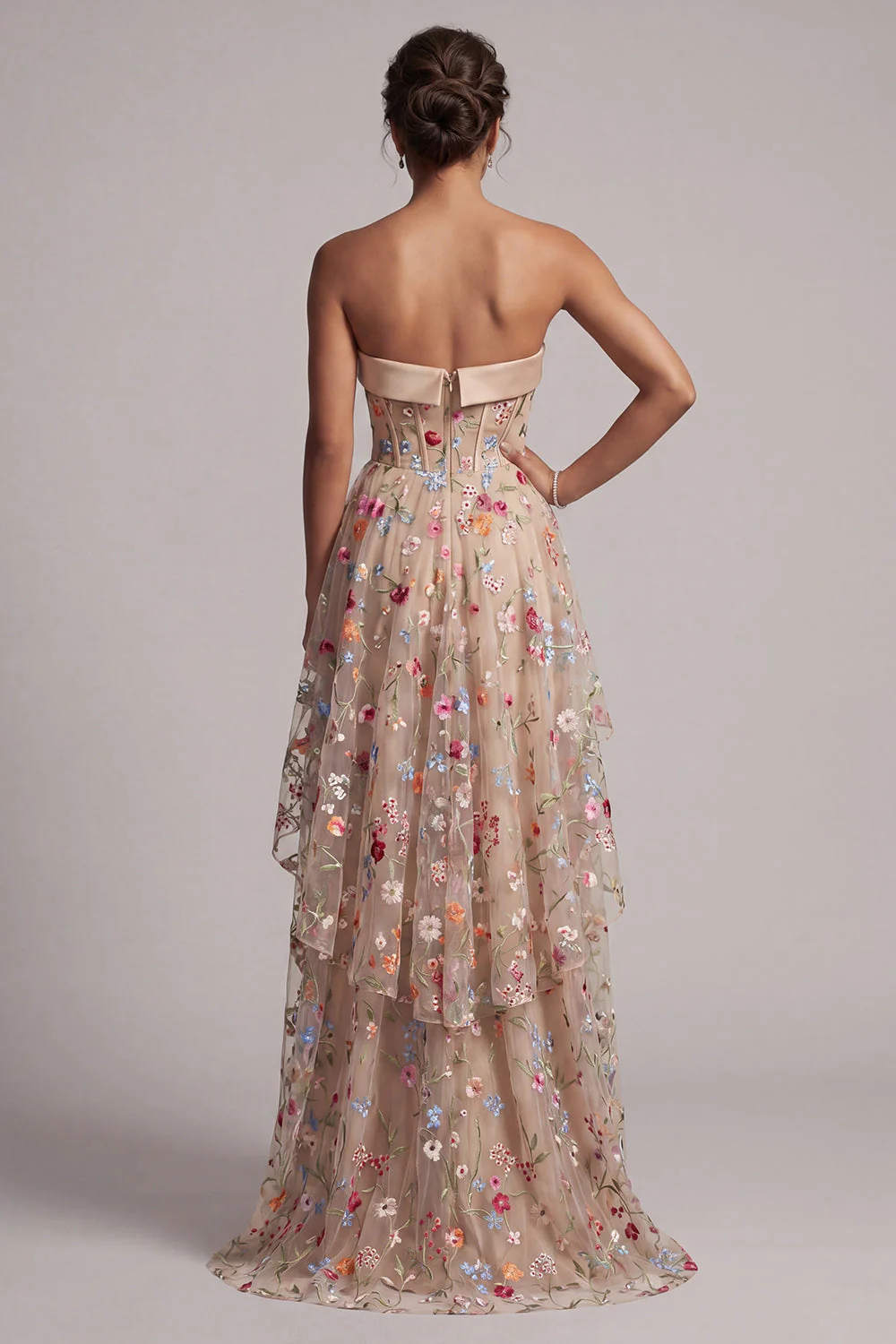 Sukienka Sweetheart Champagne A-Line A Tiul High-Low Flower Mother Of Bride - Image 2
