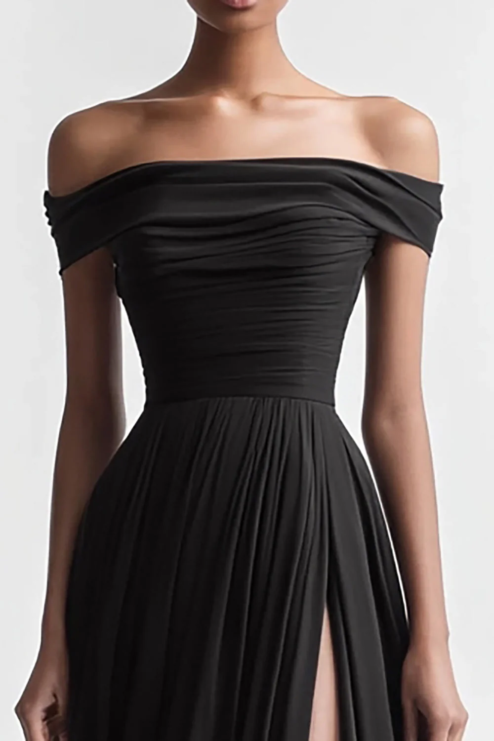 sukienka wieczorowa z linią A Off The Shoulder z rozcięciem - Image 2