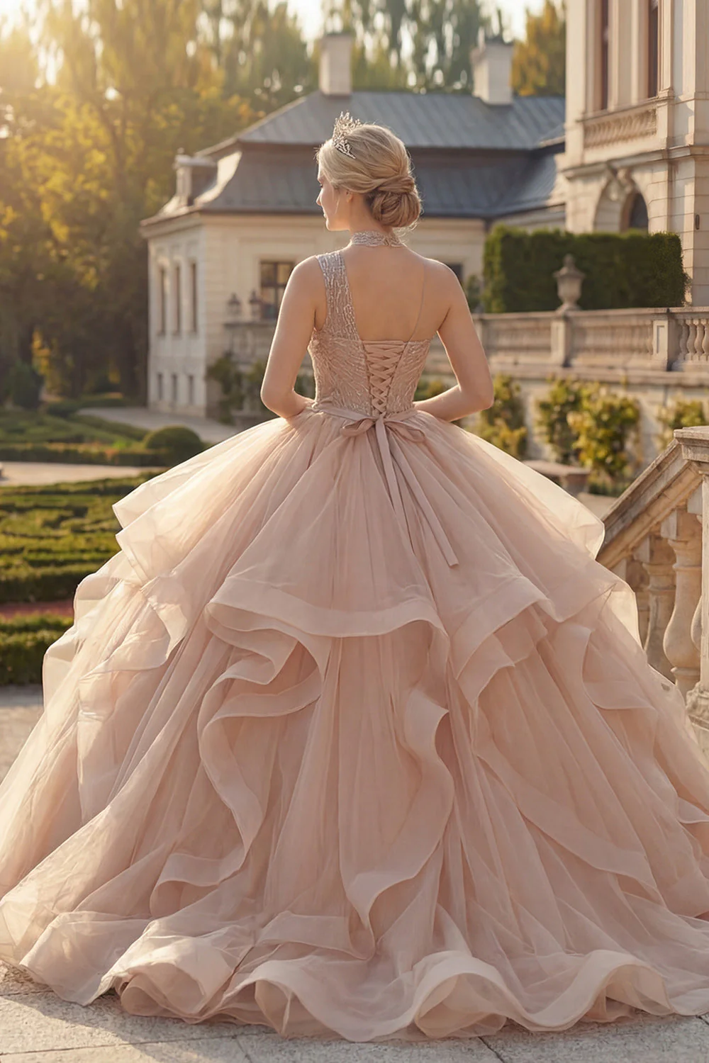 Sukienka z koralikami z Quinceanera z koralikami na jedno ramię - Image 2
