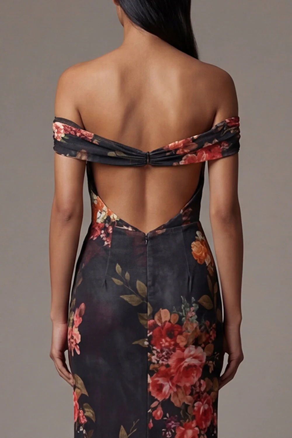 sukienka z kwiatami z wycięciem z odkrytymi ramionami - Image 5