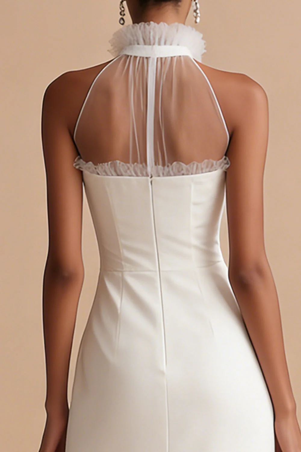 Sukienka zaręczynowa z satynowym halter midi - Image 4