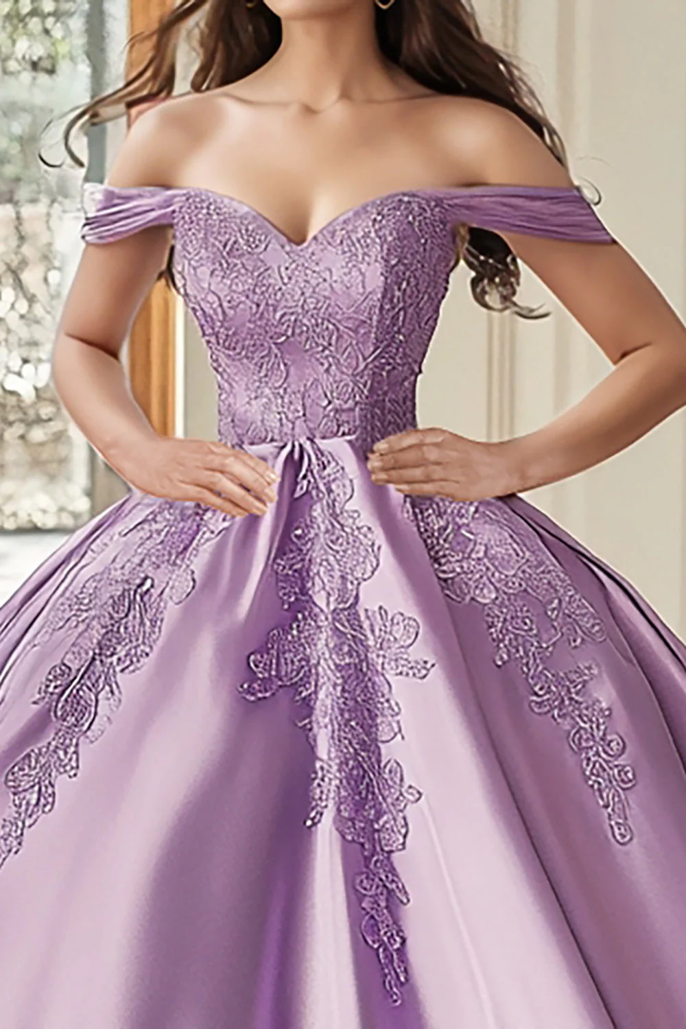 Suknia balowa bez ramiączek Kochanie Fioletowa satynowa sukienka Quinceanera - Image 2