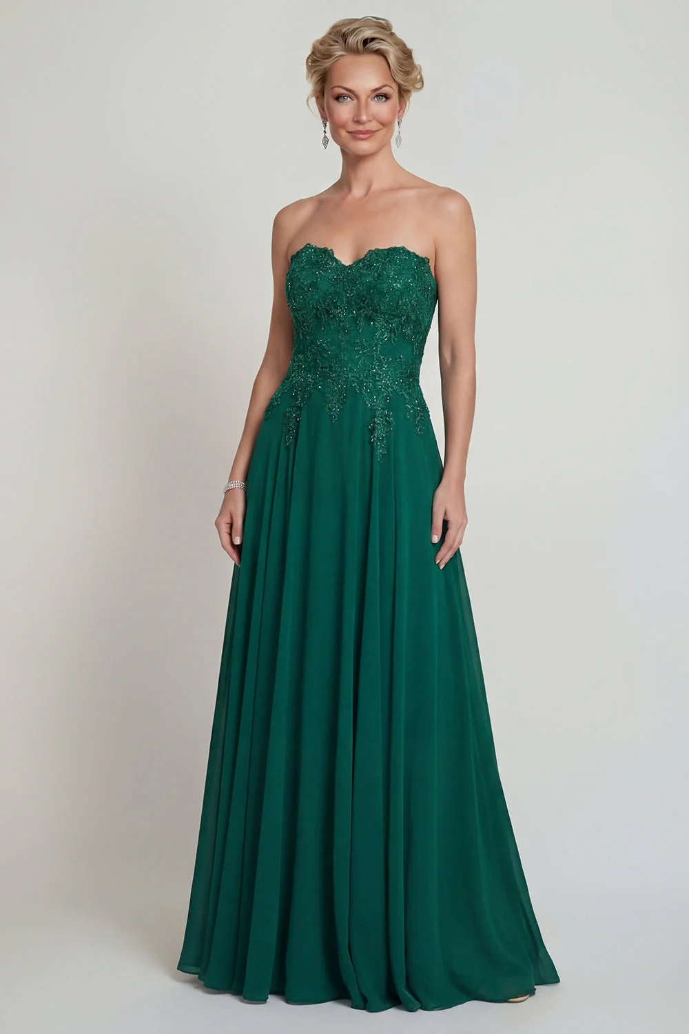 Sweetheart A A Dark Green Long Mother of the Brides Dress z aplikacjami