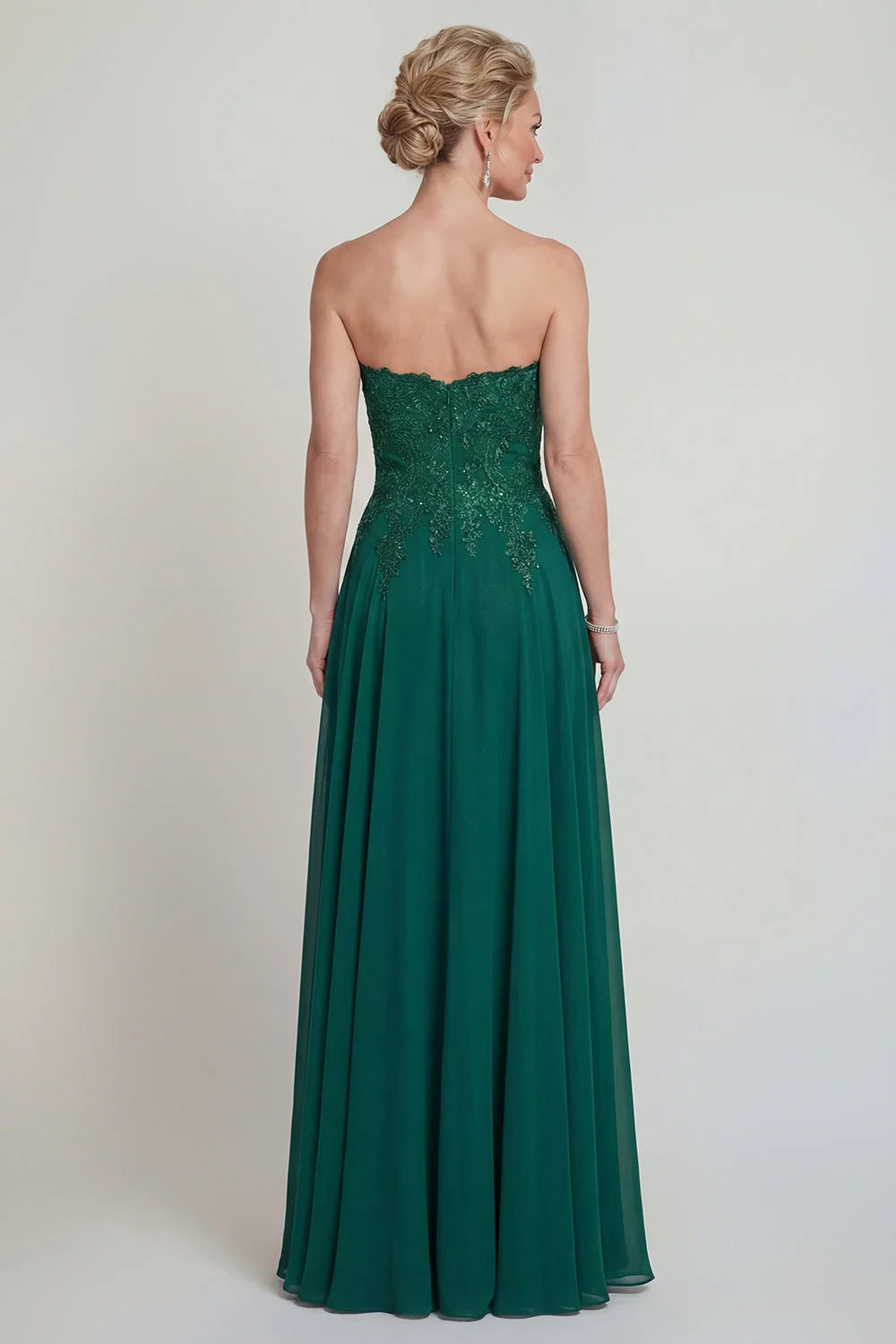 Sweetheart A A Dark Green Long Mother of the Brides Dress z aplikacjami - Image 2