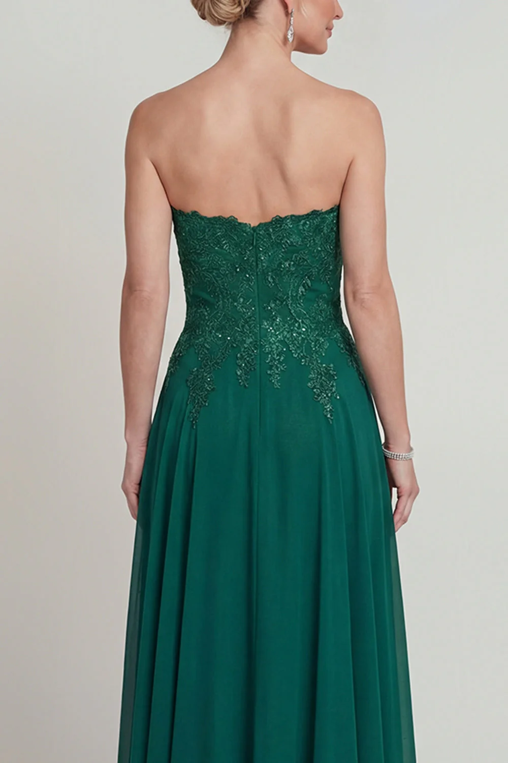Sweetheart A A Dark Green Long Mother of the Brides Dress z aplikacjami - Image 4