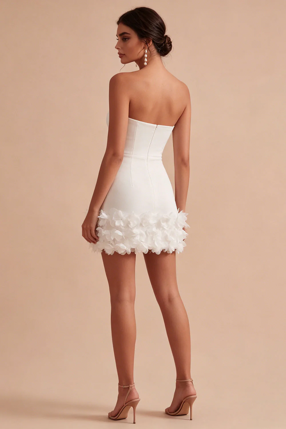Sweetheart Bodycon White 3D Flowers Mini Dress - Image 2