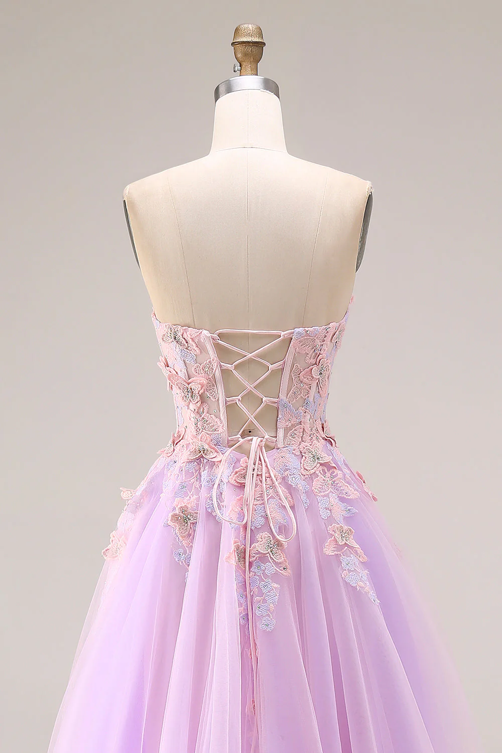 Sweetheart Lilac Tiulle A-line – długa sukienka na studniówkę z rozcięciem - Image 5