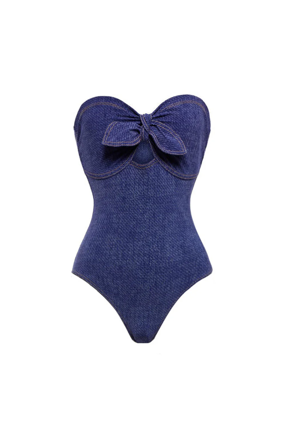 Sweetheart Navy Denim, dwuczęściowy strój kąpielowy z zakrywczą spódnicą - Image 2