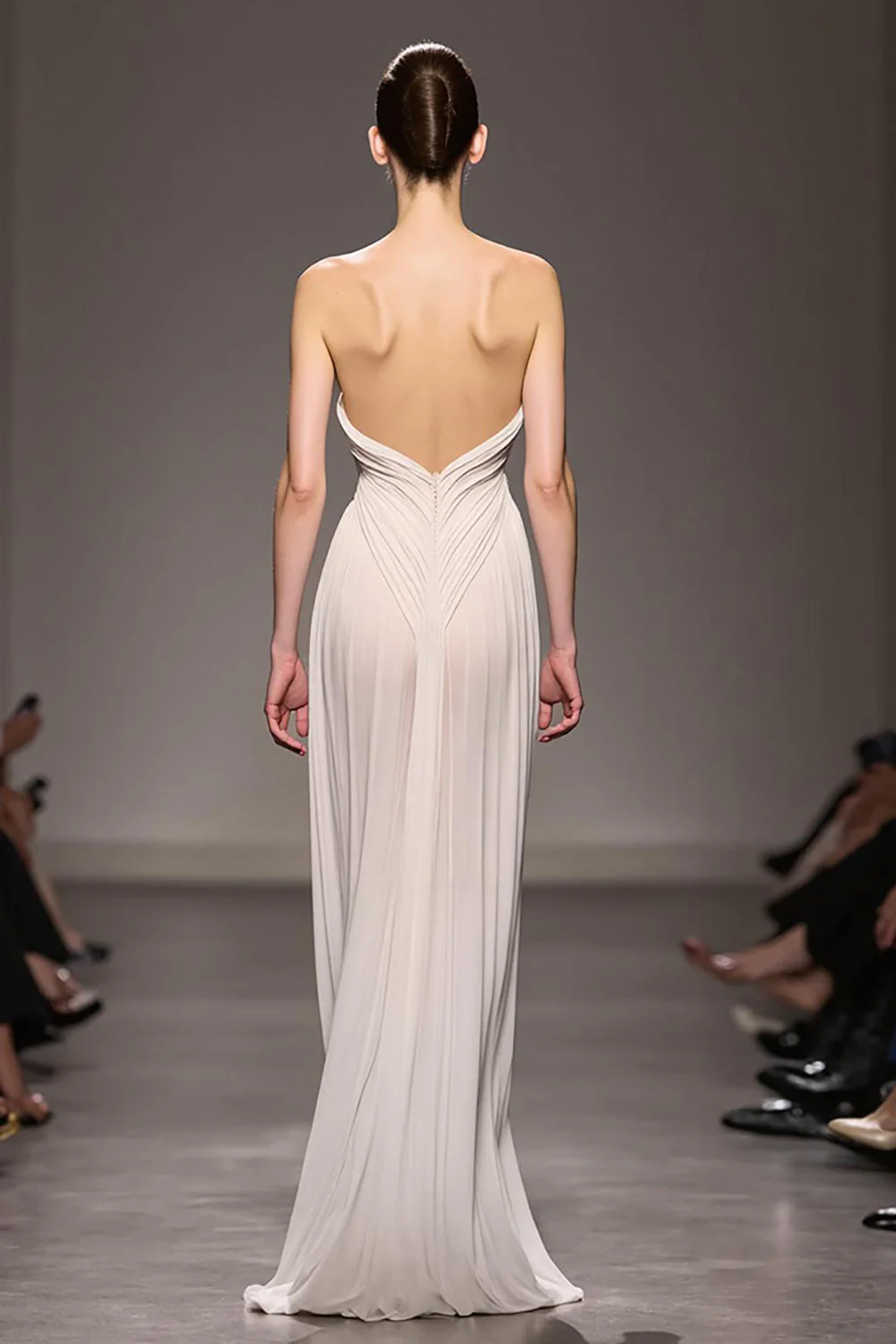 Sweetheart Sheath Elegancka Kość Słoniowa Ruched Długa Suknia Wieczorowa - Image 2