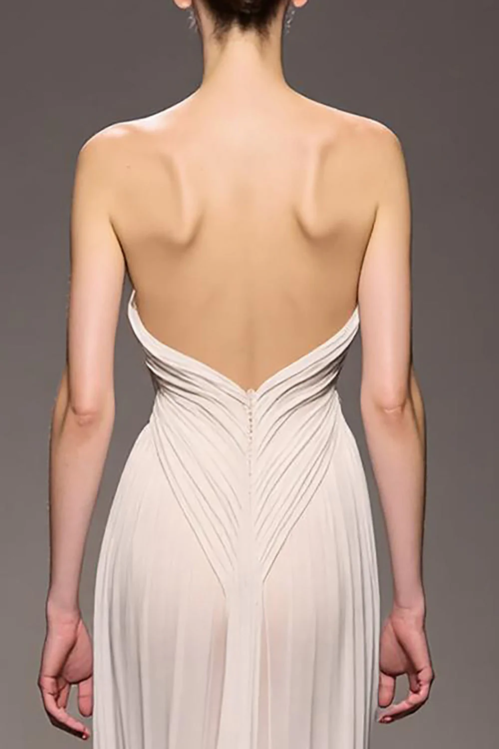Sweetheart Sheath Elegancka Kość Słoniowa Ruched Długa Suknia Wieczorowa - Image 4