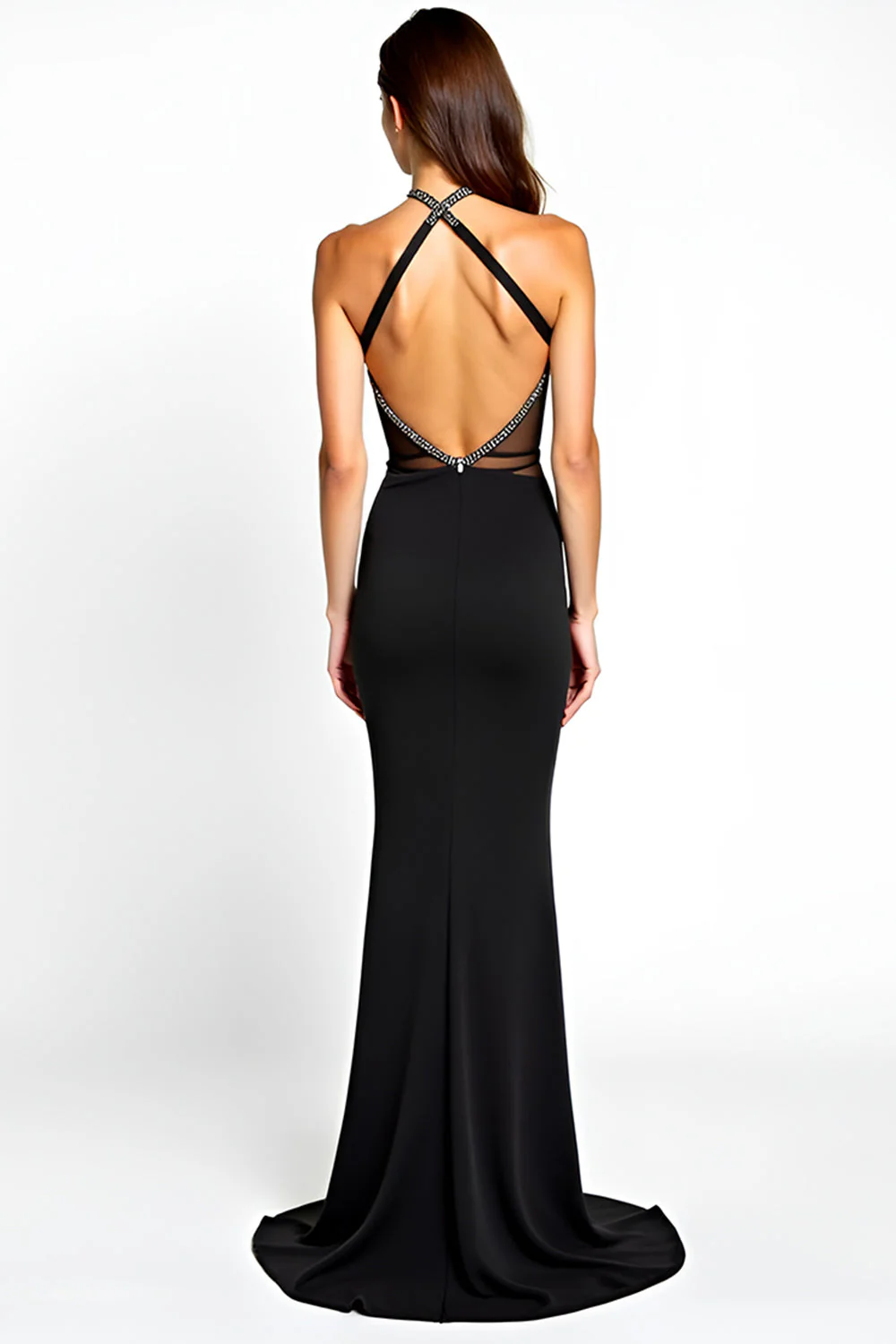 Syrenka halter sukienka z wiązaniem z rozcięciem - Image 2