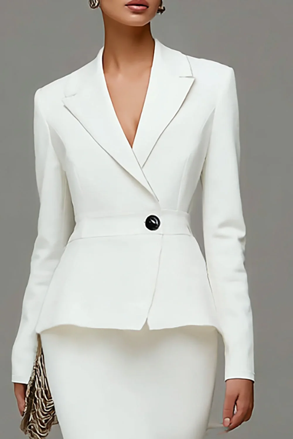 Syrenka Ivory Peak Lapel Midi Sukienka Robocza - Image 3