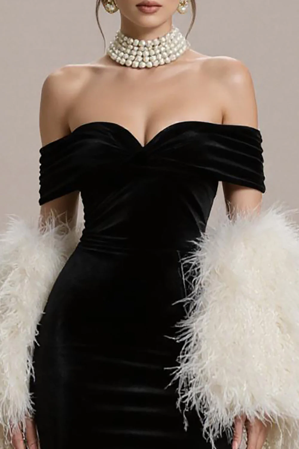 Syrenka Off The Shoulder Długa Tie Sukienka - Image 3