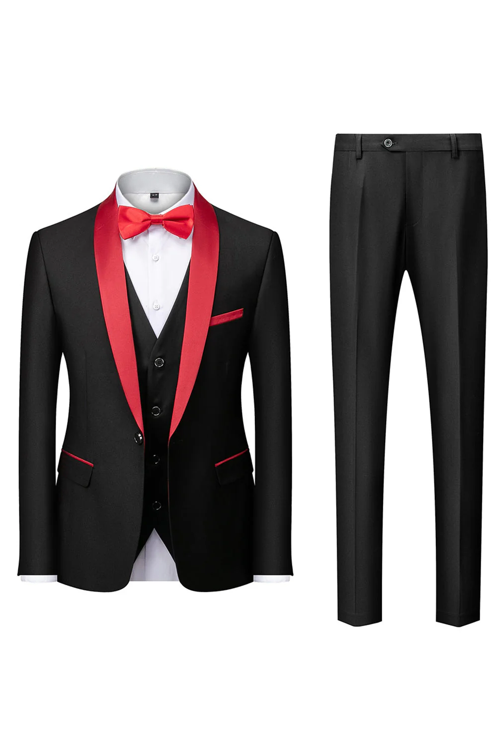 szal klapy 3-częściowe męskie garnitury slim fit - Image 14