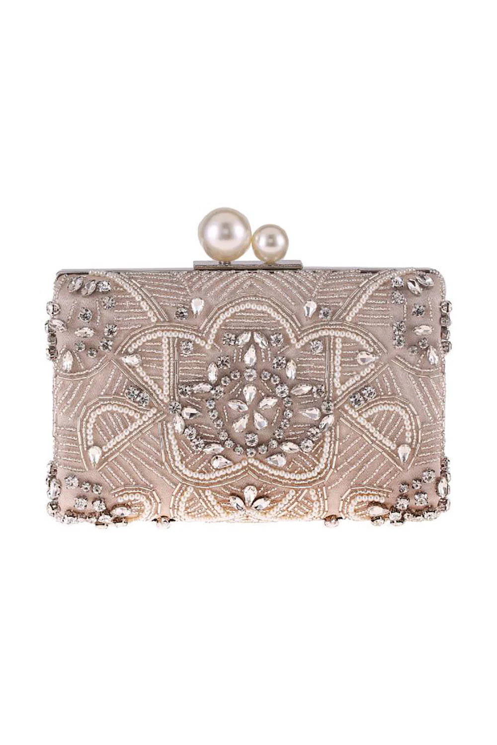 Szara brokatowa torba na kopertówkę wieczorową Rhinestone - Image 4