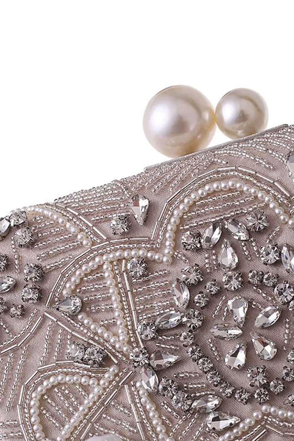 Szara brokatowa torba na kopertówkę wieczorową Rhinestone - Image 8