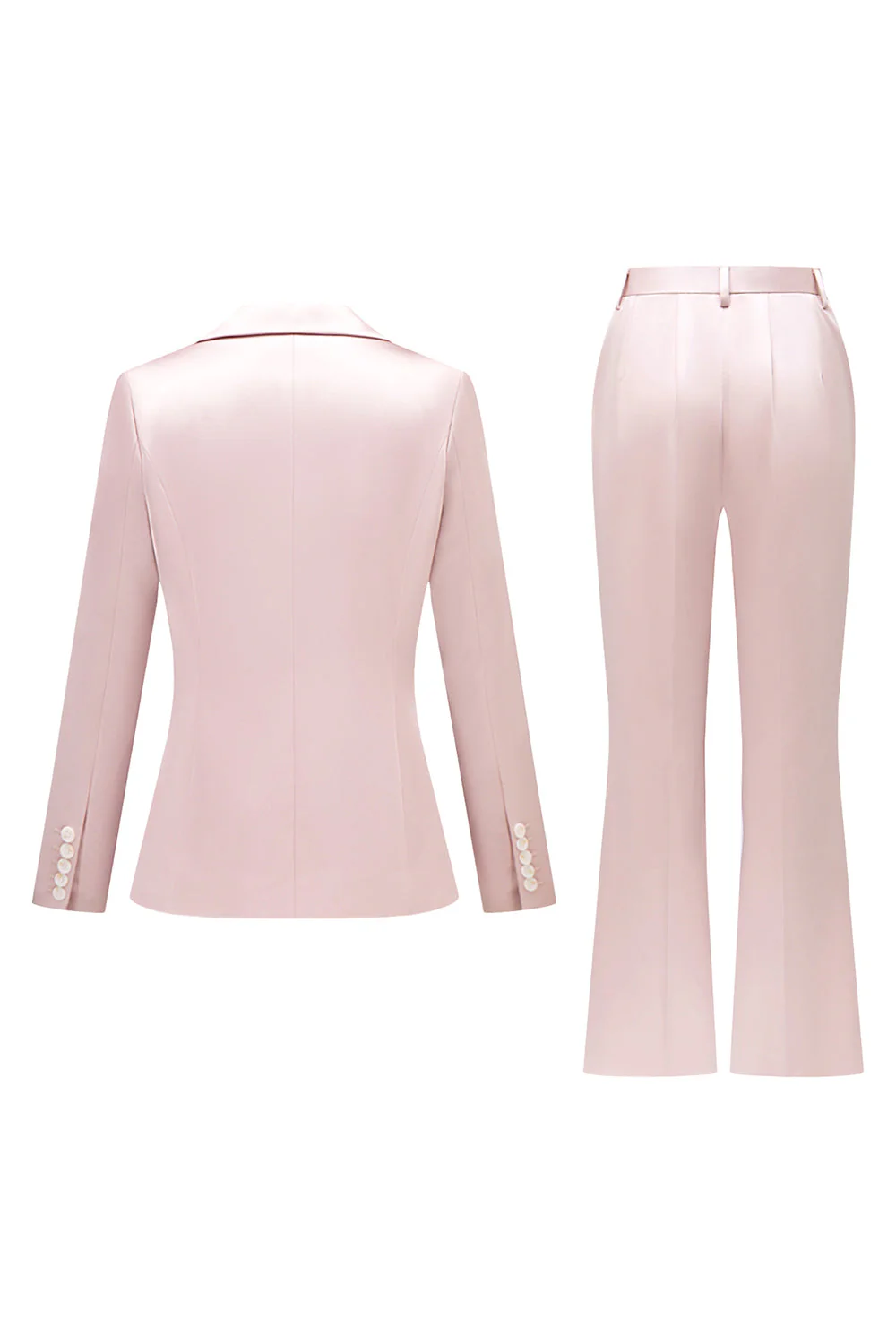 Szare Różowe Satynowe Garnitury Damskie Z Klapami I Klapami O Kroju Slim Fit - Image 2