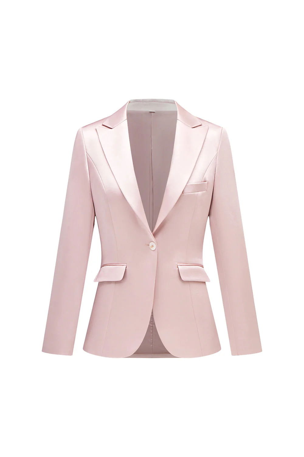 Szare Różowe Satynowe Garnitury Damskie Z Klapami I Klapami O Kroju Slim Fit - Image 3