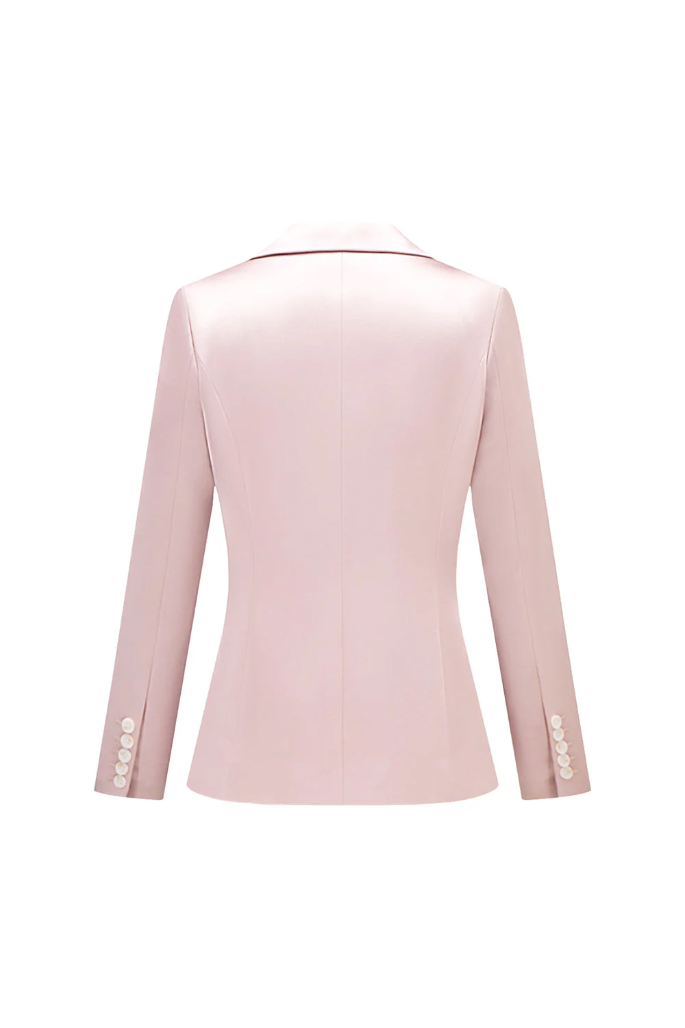 Szare Różowe Satynowe Garnitury Damskie Z Klapami I Klapami O Kroju Slim Fit - Image 4