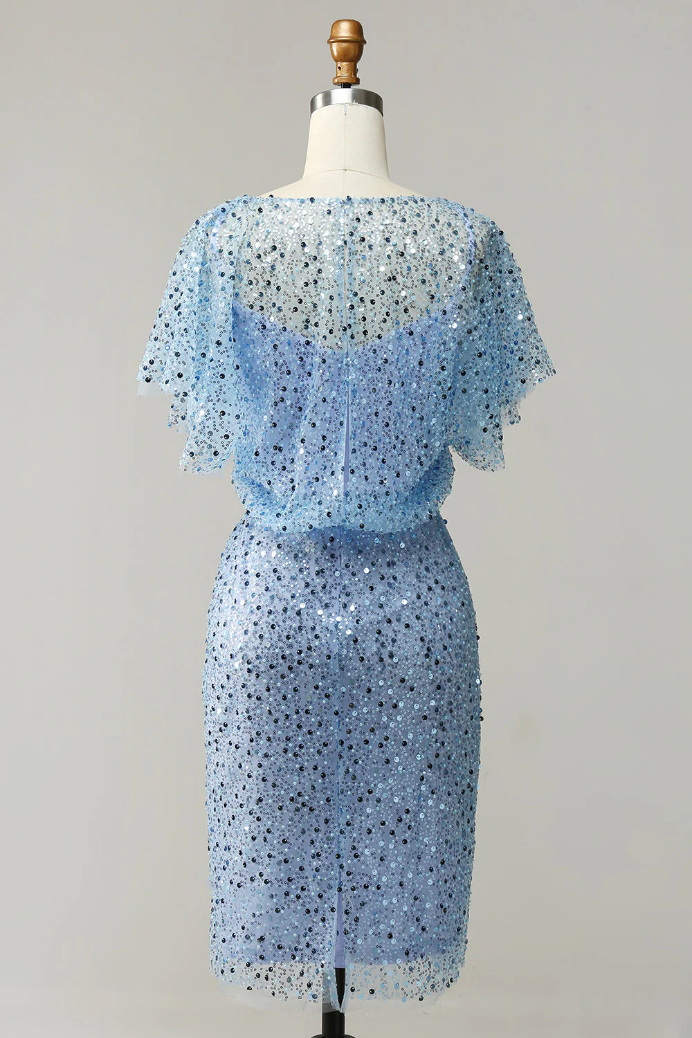 Szaro-niebieska cekinowa sukienka koktajlowa Bodycon - Image 2