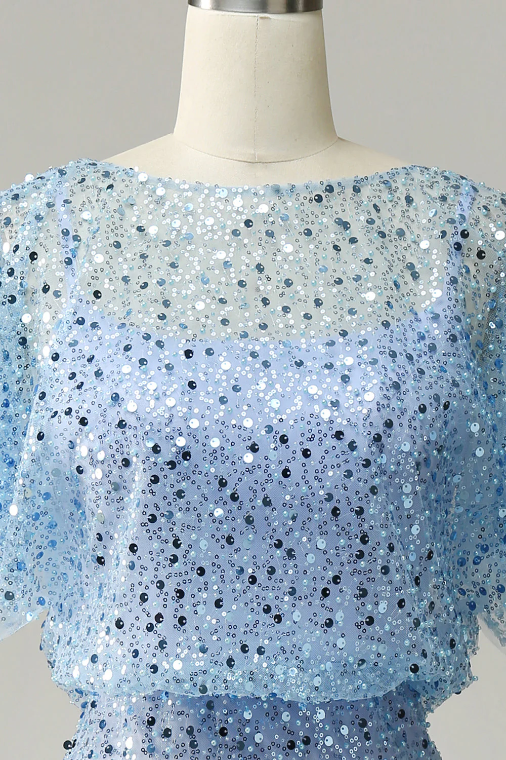 Szaro-niebieska cekinowa sukienka koktajlowa Bodycon - Image 3