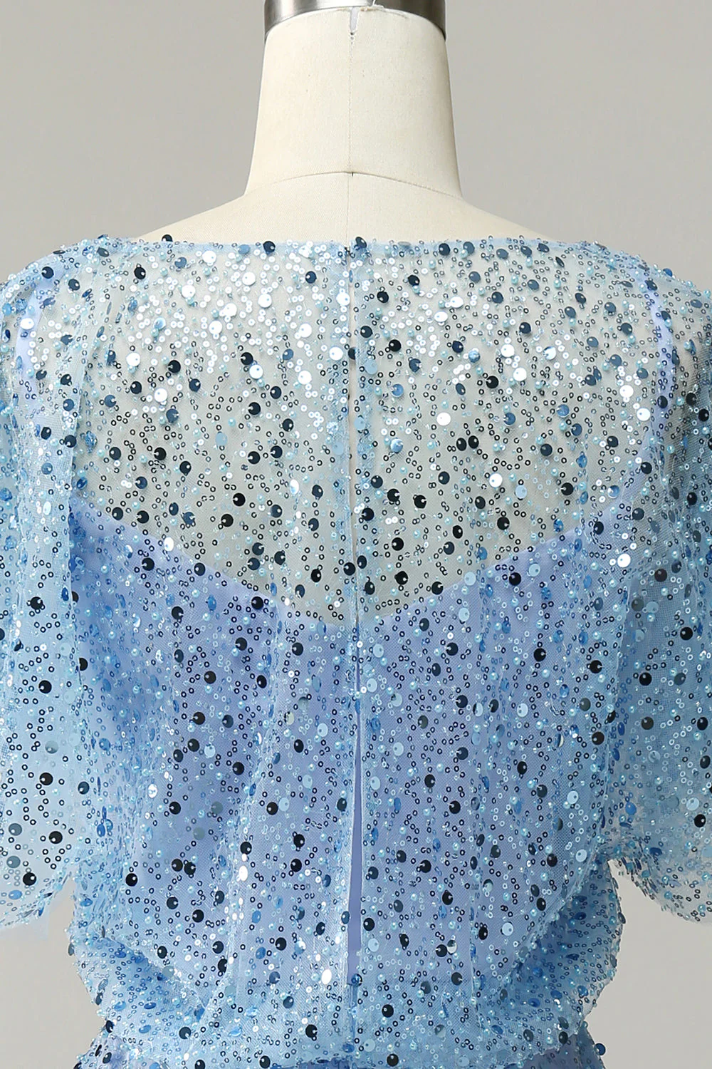 Szaro-niebieska cekinowa sukienka koktajlowa Bodycon - Image 4