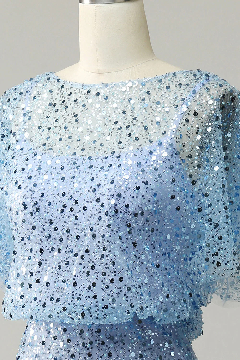 Szaro-niebieska cekinowa sukienka koktajlowa Bodycon - Image 5