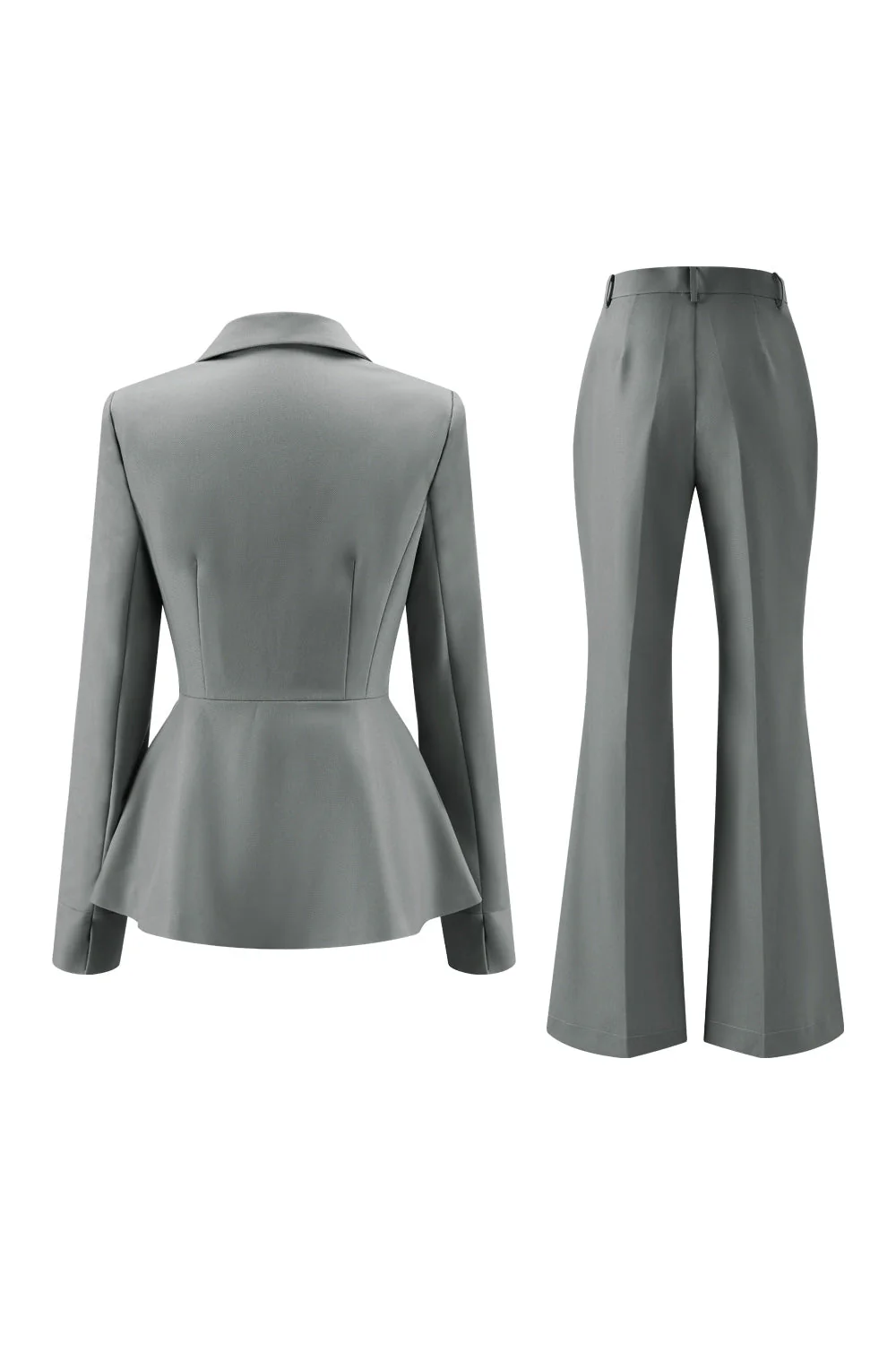 Szaro-zielone 2-częściowe garnitury damskie Slim Fit z guzikiem - Image 12