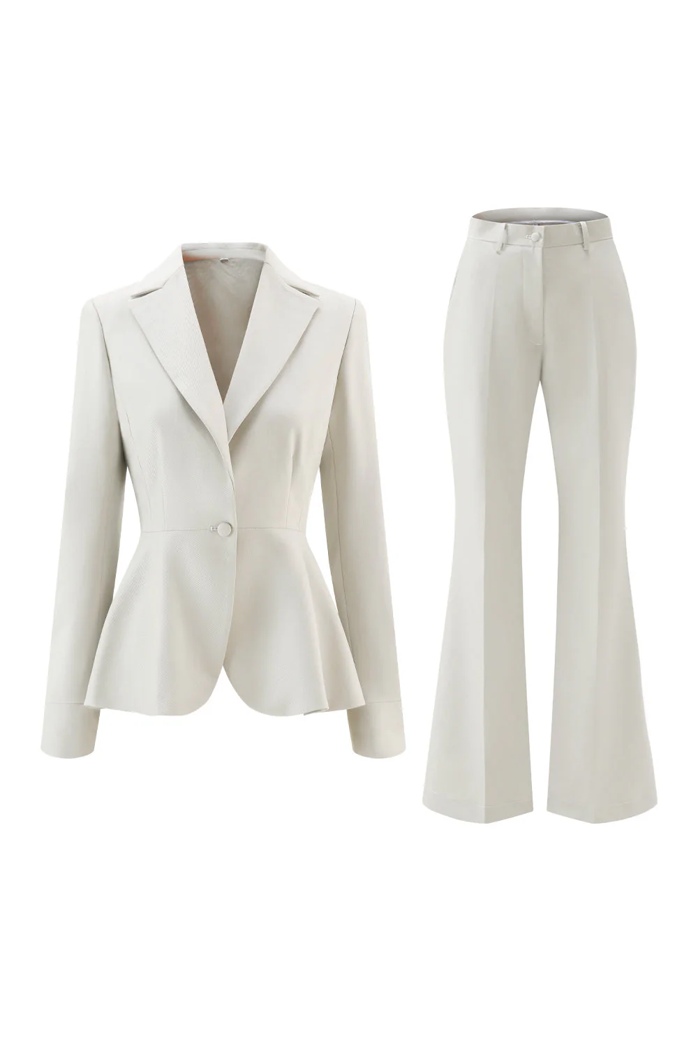 Szaro-zielone 2-częściowe garnitury damskie Slim Fit z guzikiem - Image 7