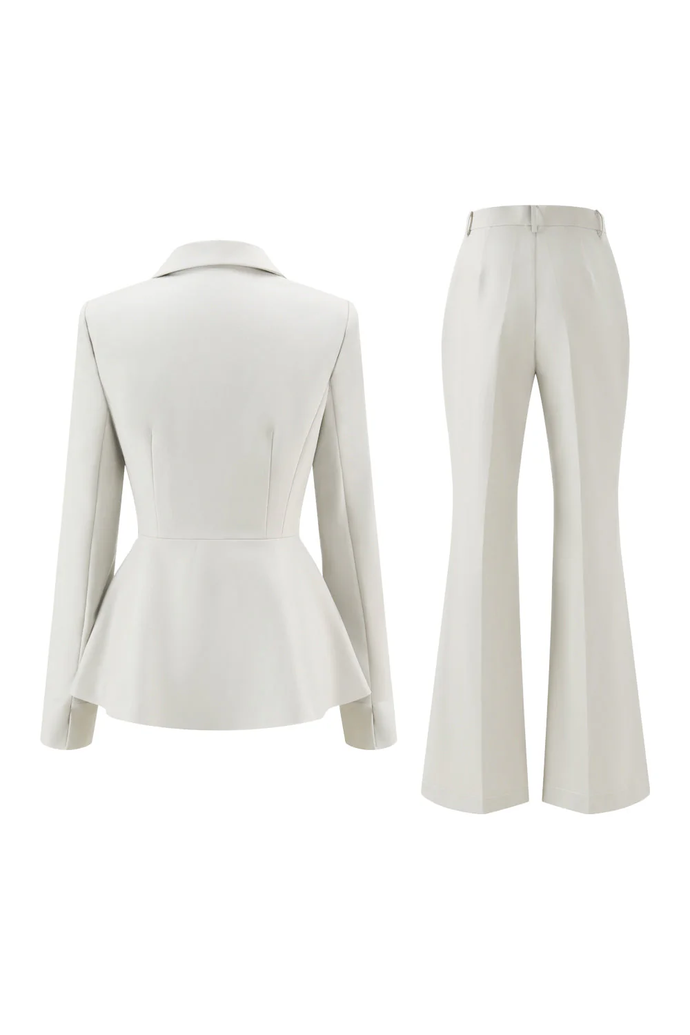 Szaro-zielone 2-częściowe garnitury damskie Slim Fit z guzikiem - Image 8