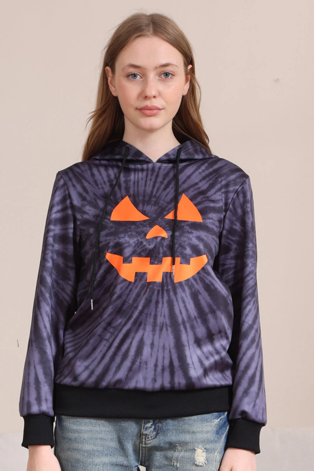 Szary Halloweenowy Wzór Dyni Kostium Rodzinny Z Kapturem - Image 12