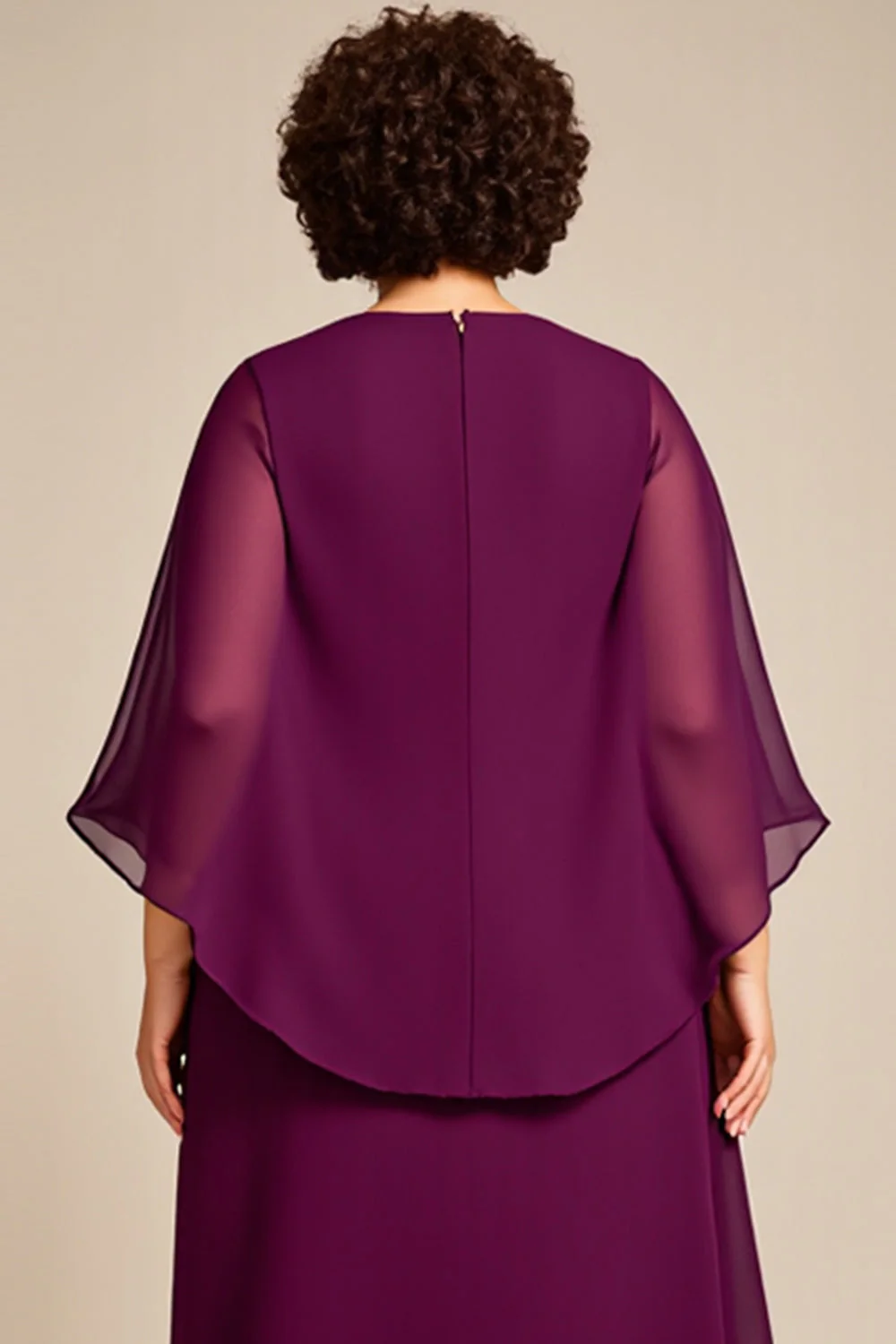 Szyfon A Line Fioletowa Długość Herbaty Plus Size Sukienka Dla Matki Panny Młodej - Image 5