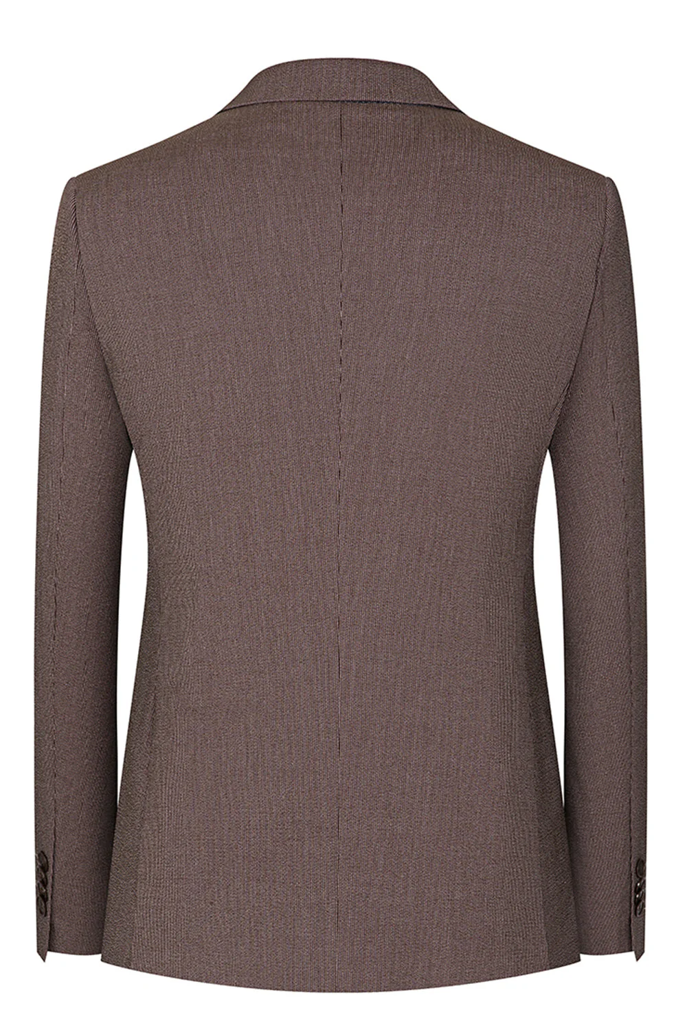 Taupe 3-częściowe męskie garnitury wizytowe z klapą o wycięciu slim fit i jednym guzikiem - Image 3