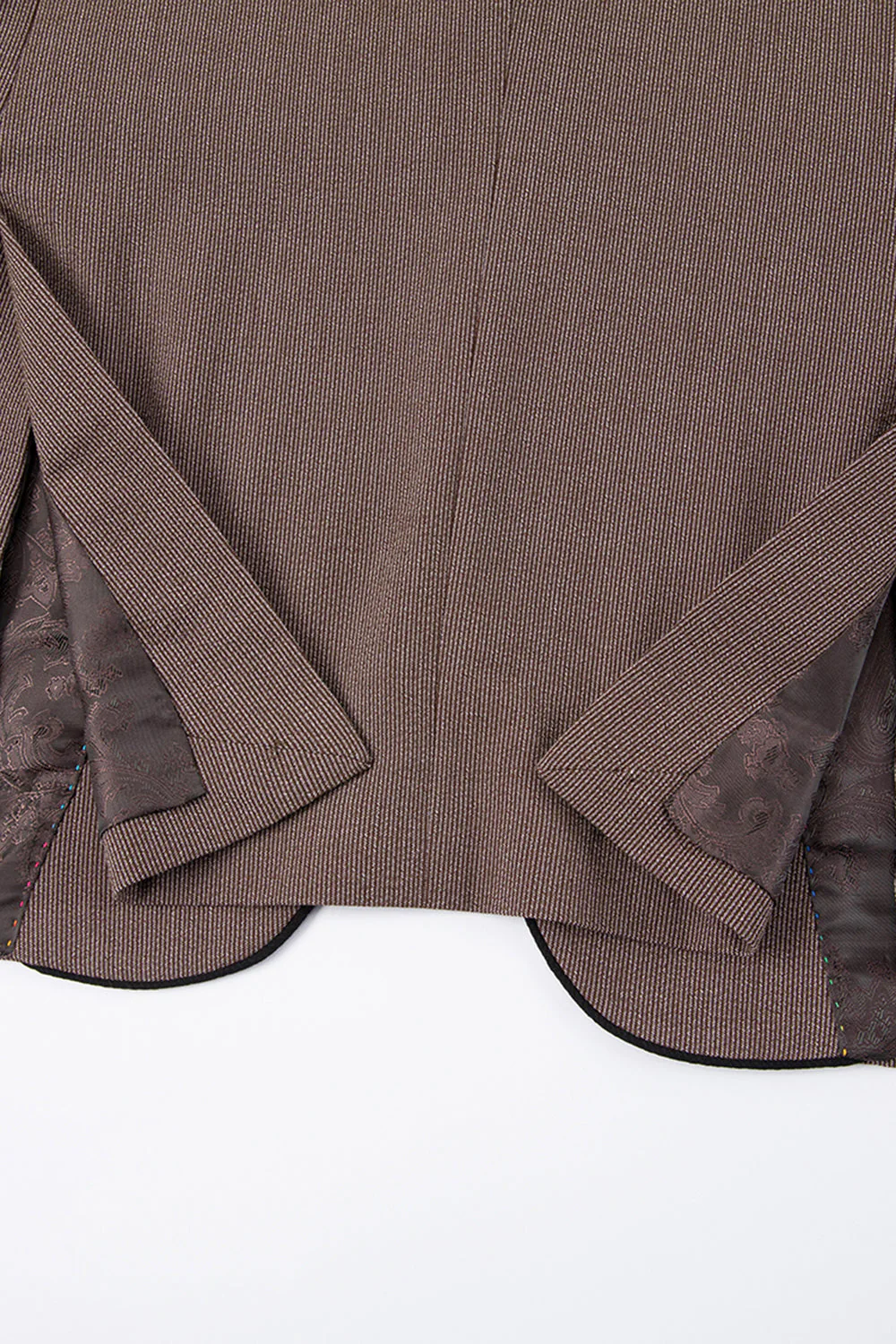 Taupe 3-częściowe męskie garnitury wizytowe z klapą o wycięciu slim fit i jednym guzikiem - Image 8