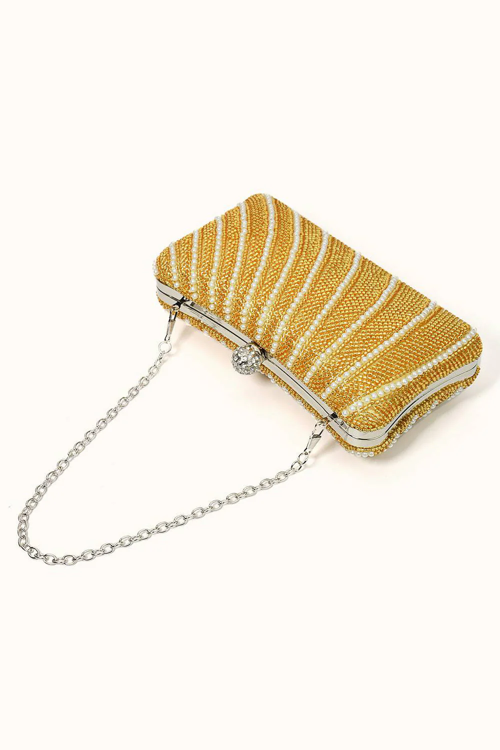 Torba na kopertówkę Golden Sparkly Rhinestone Pearl - Image 3