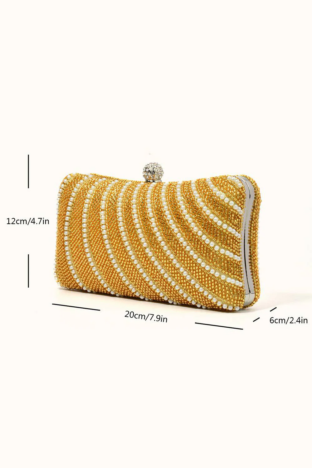 Torba na kopertówkę Golden Sparkly Rhinestone Pearl - Image 4