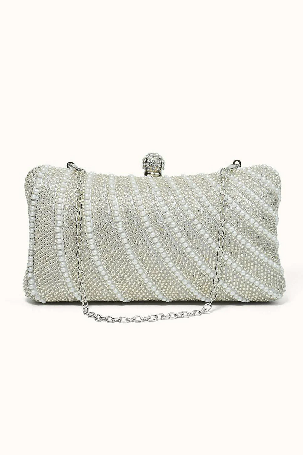 Torba na kopertówkę Golden Sparkly Rhinestone Pearl - Image 5