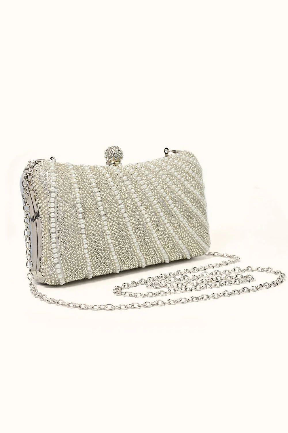 Torba na kopertówkę Golden Sparkly Rhinestone Pearl - Image 6