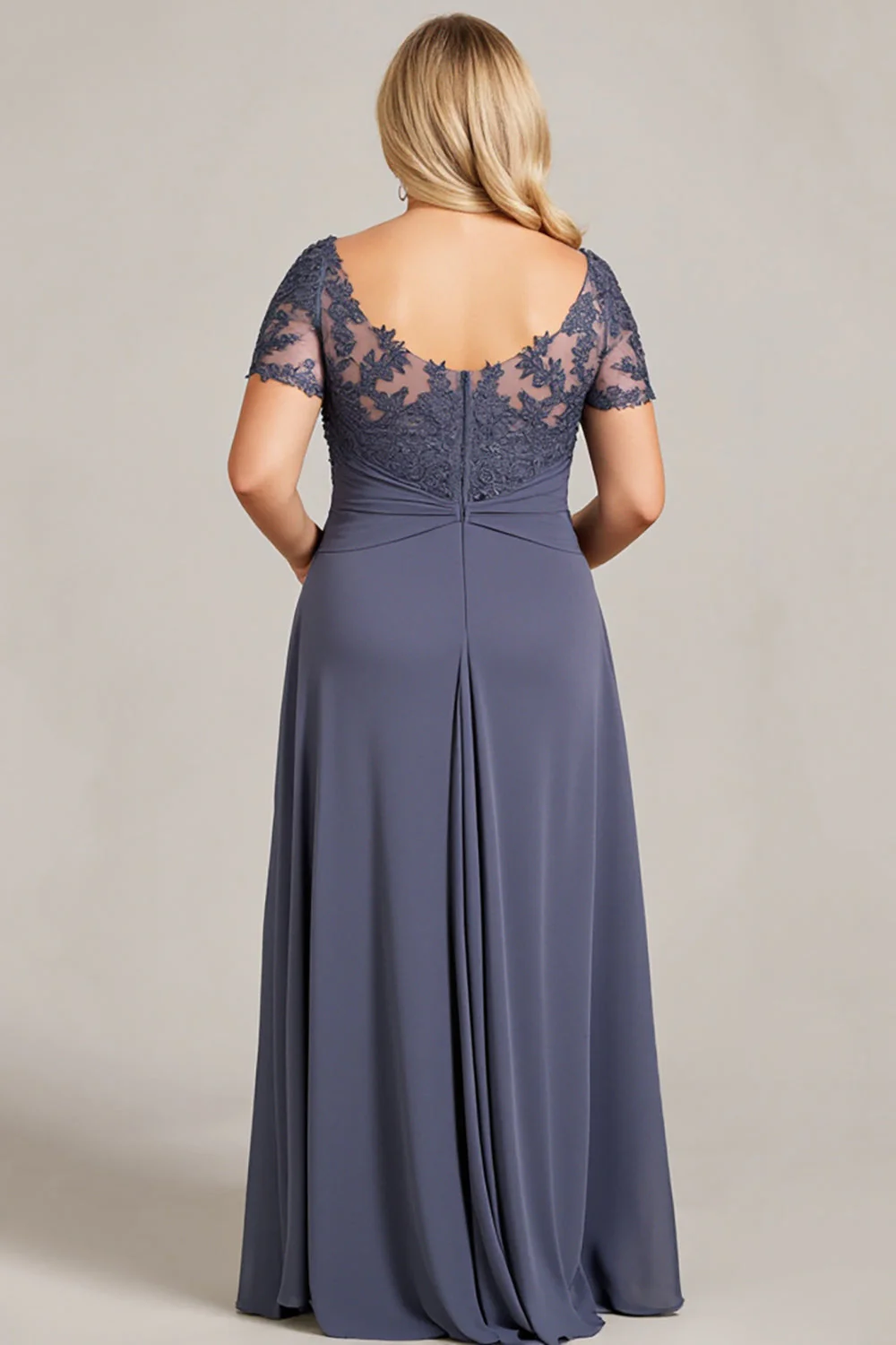 Zmierzch Plus Size Szyfon Długa Sukienki Na Wesele z Koronki - Image 2