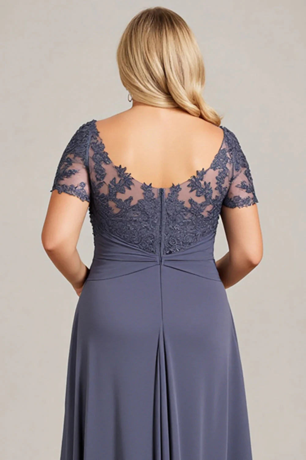 Zmierzch Plus Size Szyfon Długa Sukienki Na Wesele z Koronki - Image 5
